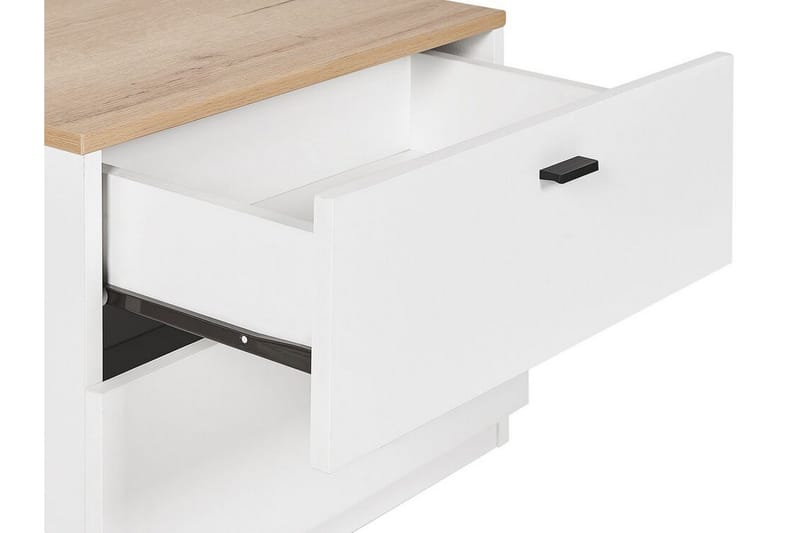 Soffbord vit/ljus träfärg EDISON - Vit - Möbler - Sovrum - Sängbord
