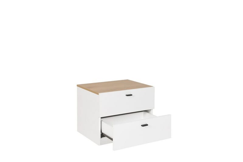 Soffbord vit/ljus träfärg EDISON - Vit - Möbler - Sovrum - Sängbord