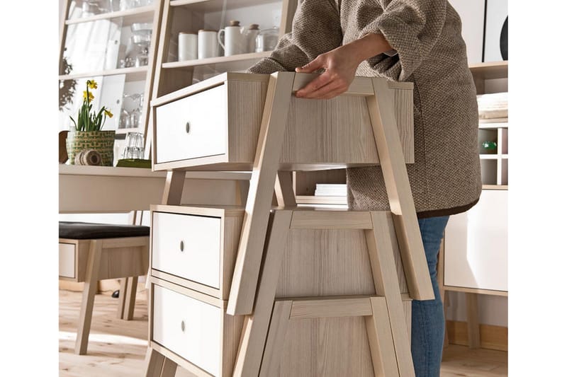 Spot Sängbord 58 cm med Förvaring Låda Natur/Vit - VOX - Möbler - Sovrum - Sängbord