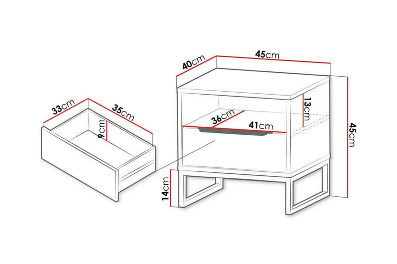 Staffin Sängbord 45 cm Vit - Möbler - Sovrum - Sängbord
