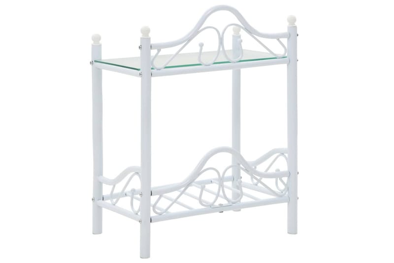 Sängbord stål och härdat glas 45x30,5x60 cm vit - Vit - Sängbord - Bord