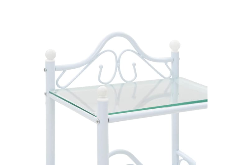 Sängbord stål och härdat glas 45x30,5x60 cm vit - Vit - Sängbord - Bord