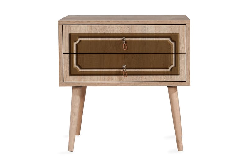 STENBYN Sängbord 60 cm med Förvaring 2 Lådor Dekor Natur/Bru - Möbler - Sovrum - Sängbord