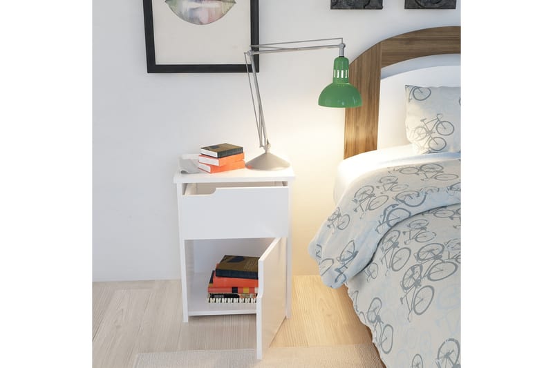 STENHESTRA Sängbord 40 cm med Förvaring 2 Skåp Vit - Sängbord - Bord