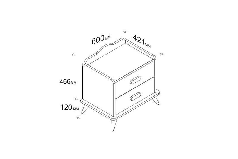 STENHESTRA Sängbord 60 cm med Förvaring 2 Lådor Vit - Sängbord - Bord