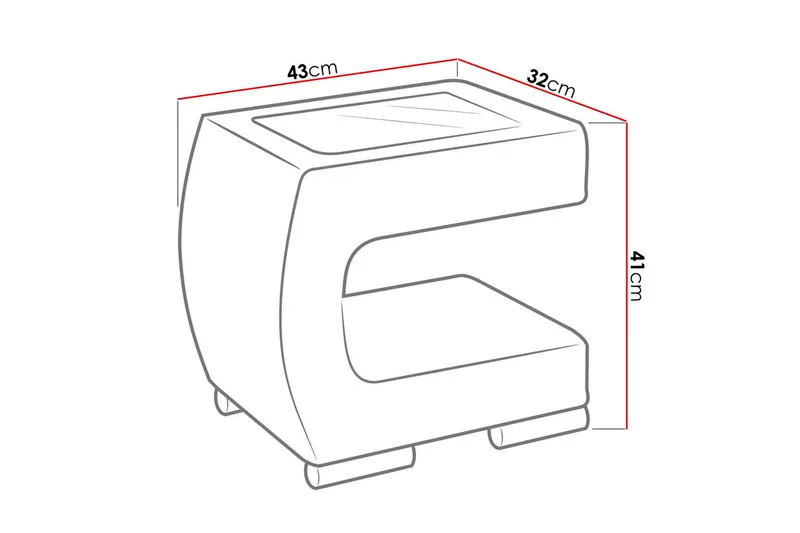 Stoliv Sängbord 43 cm Höger - Ecoläder/Svart - Möbler - Sovrum - Sängbord