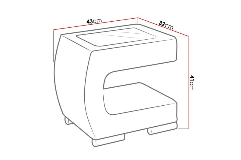 Stoliv Sängbord 43 cm Vänster - Ecoläder/Svart - Möbler - Sovrum - Sängbord