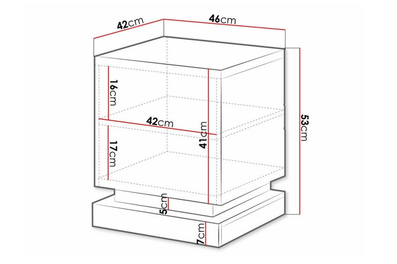 Strontian Sängbord 46 cm med Förvaring och Hyllor i Trä - Svart - Möbler - Sovrum - Sängbord