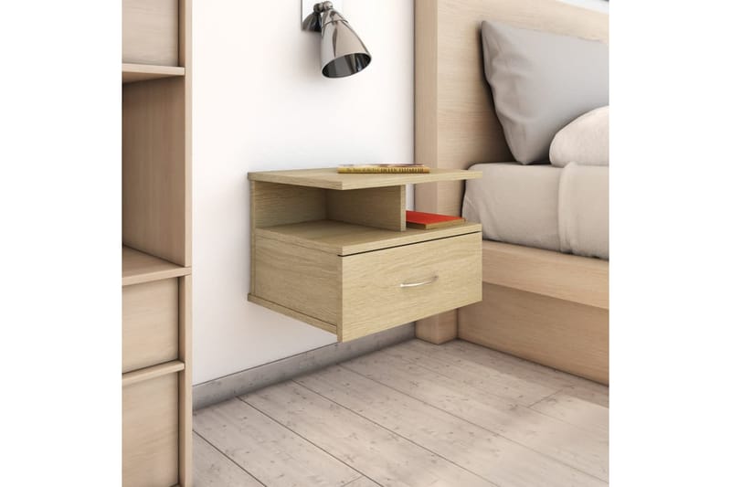 Svävande sängbord 2 st sonoma-ek 40x31x27 cm spånskiva - Brun - Möbler - Sovrum - Sängbord