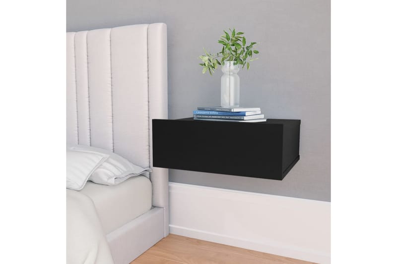 Svävande sängbord svart 40x30x15 cm spånskiva - Svart - Sängbord - Bord