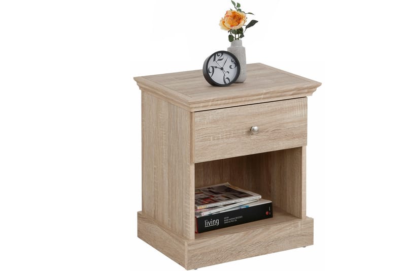 TERANCE Sängbord 45 cm med Förvaring Låda + Hylla Brun - Möbler - Sovrum - Sängbord