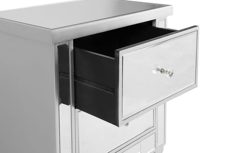 TIGY Sängbord 49 cm med Förvaring 2 Lådor Glas/Silver - Möbler - Sovrum - Sängbord
