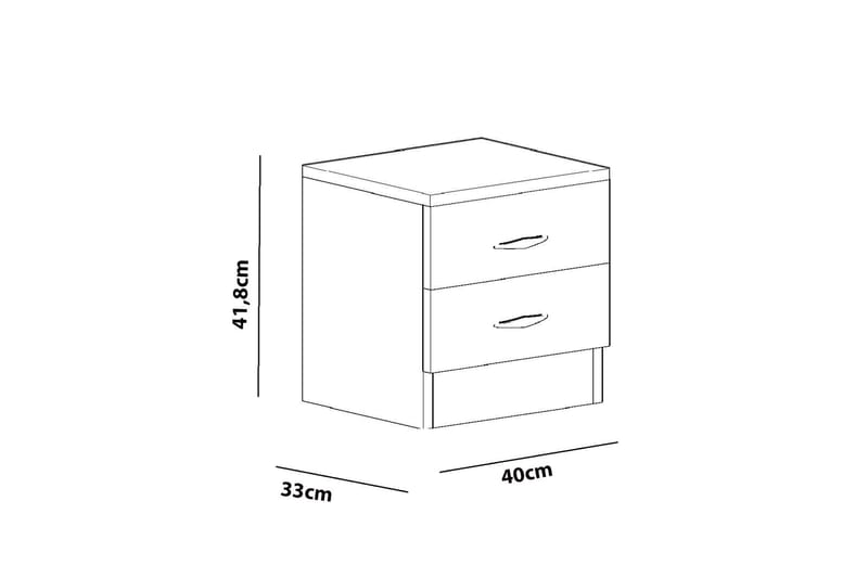 TONYA Sängbord 40 cm med Förvaring 2 Lådor Vit - Vit - Sängbord - Bord