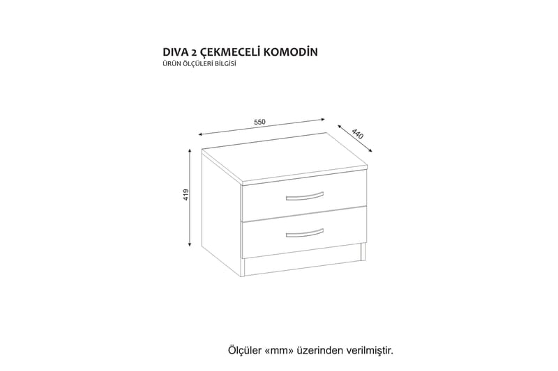 VALERIE Sängbord 55 cm med Förvaring 2 Lådor Vit - Vit - Sängbord - Bord