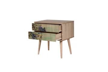 Vellavie Sängbord 60 cm med Förvaring 2 Lådor Körsbärsblom - Teak - Möbler - Sovrum - Sängbord