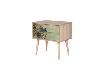 Vellavie Sängbord 60 cm med Förvaring 2 Lådor Körsbärsblom - Teak - Möbler - Sovrum - Sängbord