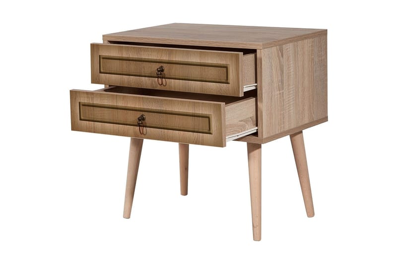 Vellavie Sängbord 60 cm med Förvaring 2 Lådor Ram - Brun - Möbler - Sovrum - Sängbord