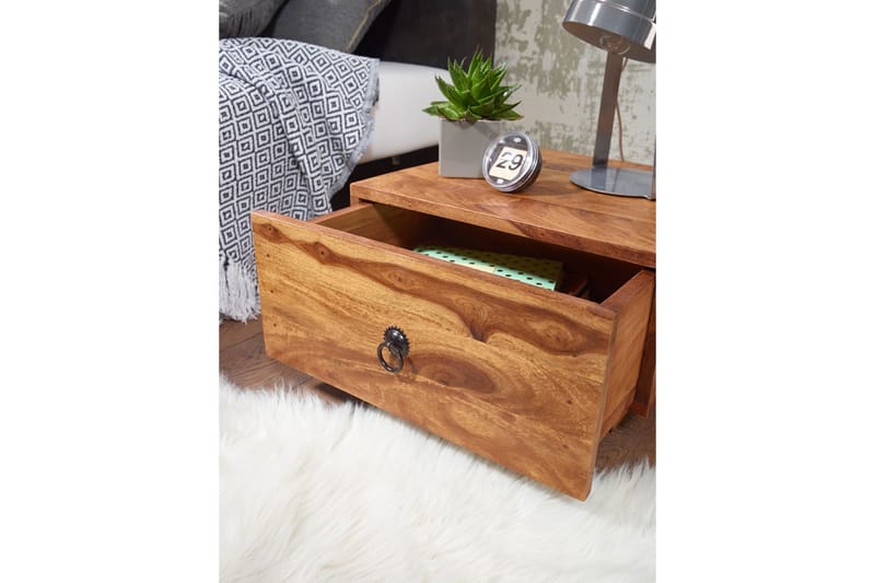 VERDIER Sängbord 40 cm med Förvaring Låda Massivt Trä - Möbler - Sovrum - Sängbord