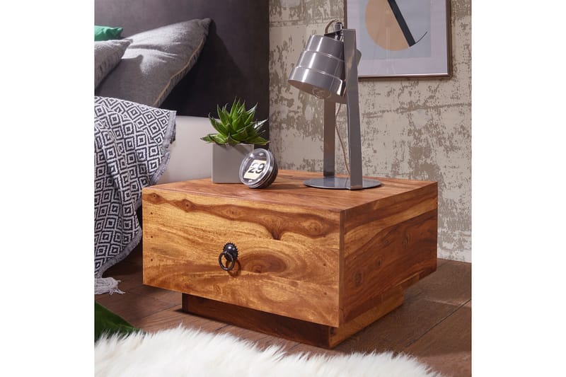 VERDIER Sängbord 40 cm med Förvaring Låda Massivt Trä - Möbler - Sovrum - Sängbord