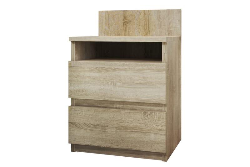 VICENZA Sängbord 40 cm med Förvaring 2 Lådor + Hylla Beige/G - Beige/Grå - Sängbord - Bord