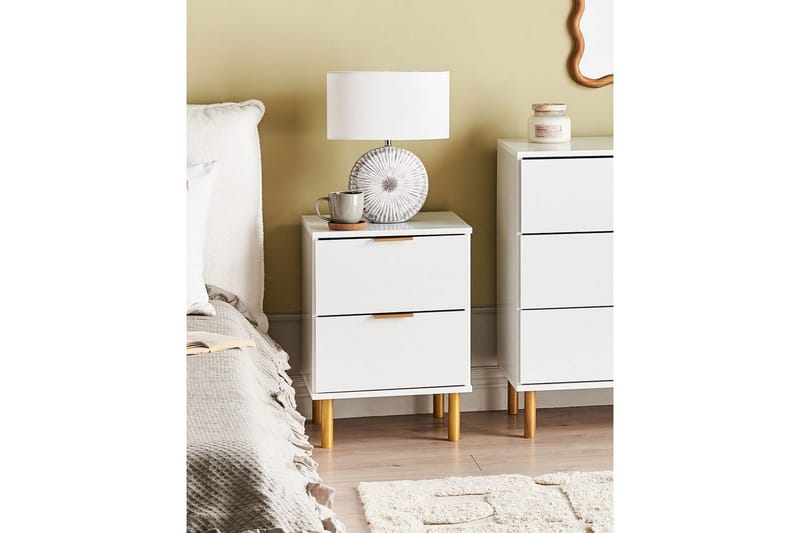 Sängbord Walpole Vitt, guld - Vitt, guld - Möbler - Sovrum - Sängbord