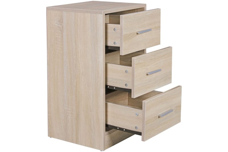 Sängbord Wohnling för resårbotten, 68 cm hög och 3 lådor i modern design Sonoma - Sonoma - Möbler - Sovrum - Sängbord