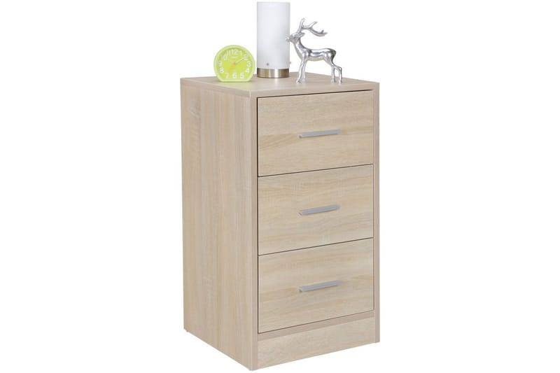 Sängbord Wohnling för resårbotten, 68 cm hög och 3 lådor i modern design Sonoma, Sonoma