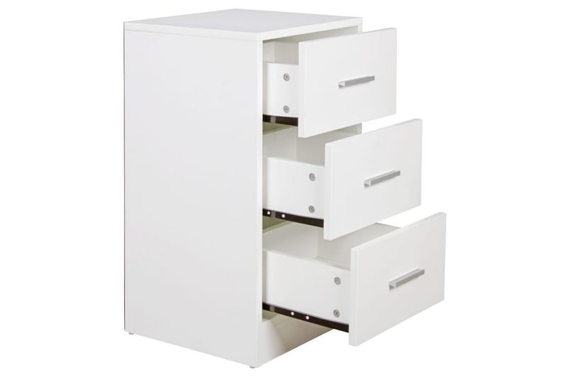 Sängbord Wohnling för resårbotten, 68 cm hög och 3 lådor i modern design Vit - Vit - Möbler - Sovrum - Sängbord