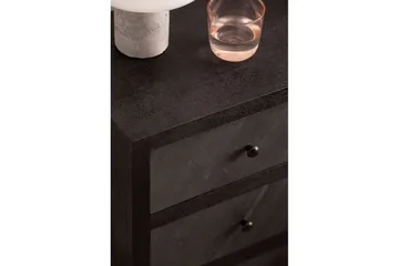 Sängbord Wohnling gjord av massivt trä för boxspringbädd med 3 lådor, skifferlook, i lantlig stil Svart - Svart - Möbler - Sovrum - Sängbord