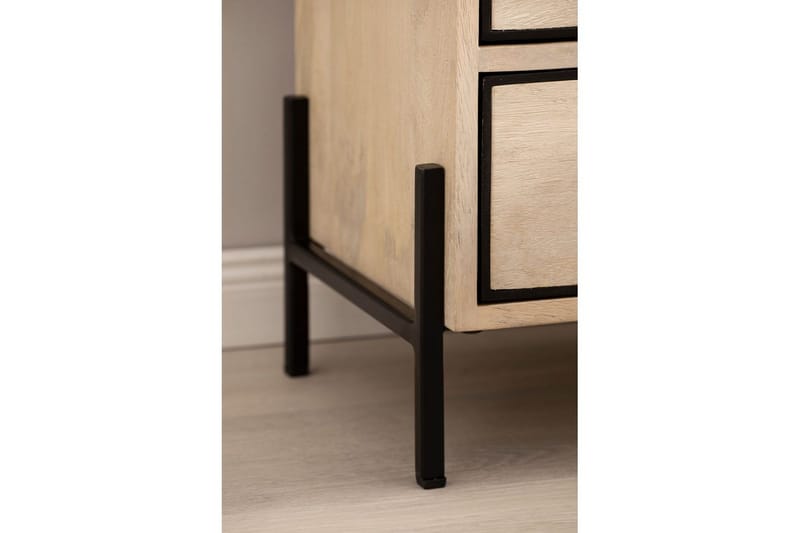 Sängbord Wohnling Massivt Mangoträ med 2 Lådor Ett Förvaringsfack - Möbler - Sovrum - Sängbord