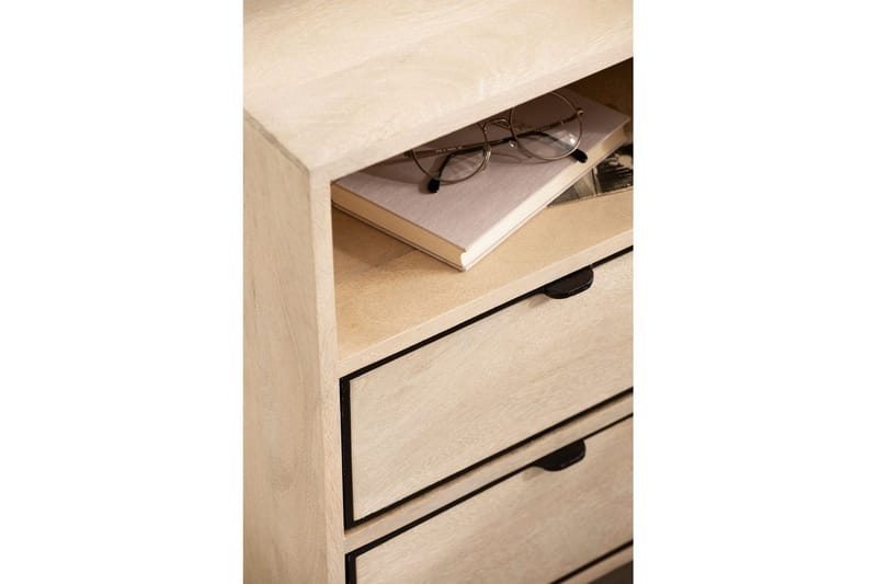 Sängbord Wohnling Massivt Mangoträ med 2 Lådor Ett Förvaringsfack - Möbler - Sovrum - Sängbord