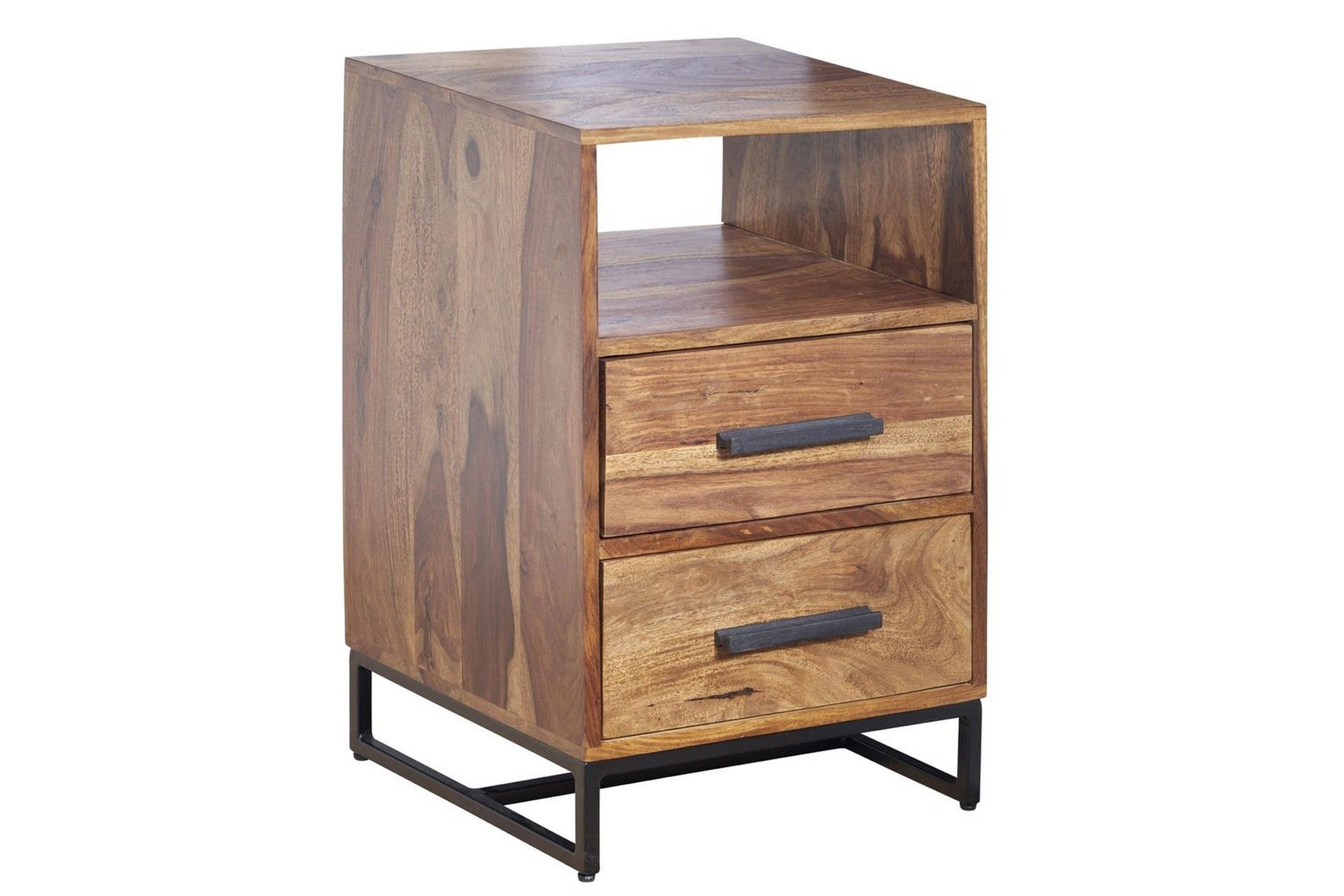 S&auml;ngbord Wohnling Massivt tr&auml; f&ouml;r kontinentals&auml;ngar med 2 l&aring;dor f&ouml;rvaringshylla lantlig stil -