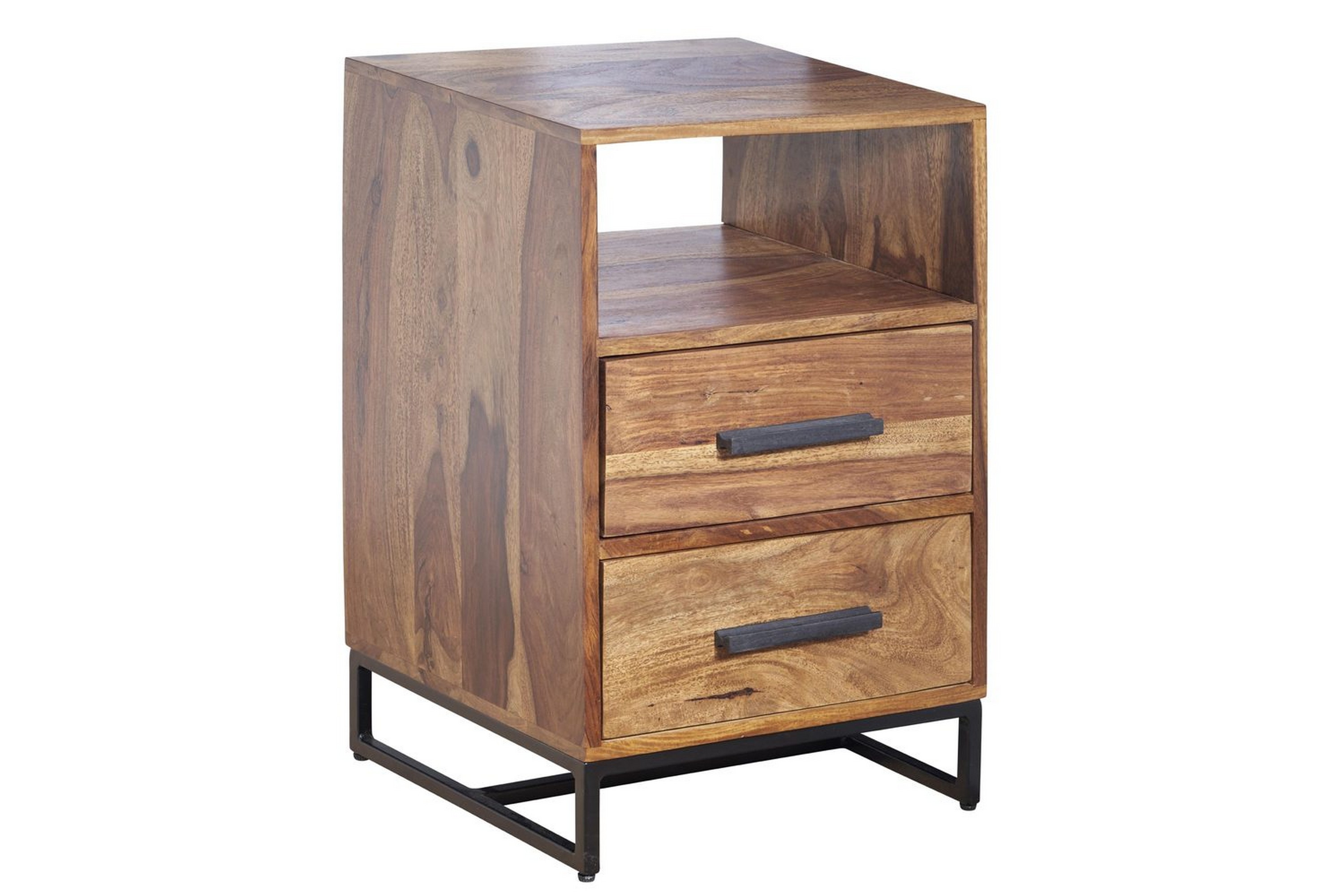 sängbord wohnling massivt trä för kontinentalsängar med 2 lådor förvaringshylla lantlig stil -