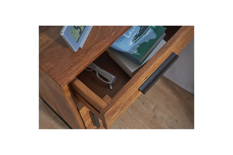 Sängbord Wohnling Massivt trä för kontinentalsängar med 3 lådor 1 dörr lantlig stil - Möbler - Sovrum - Sängbord