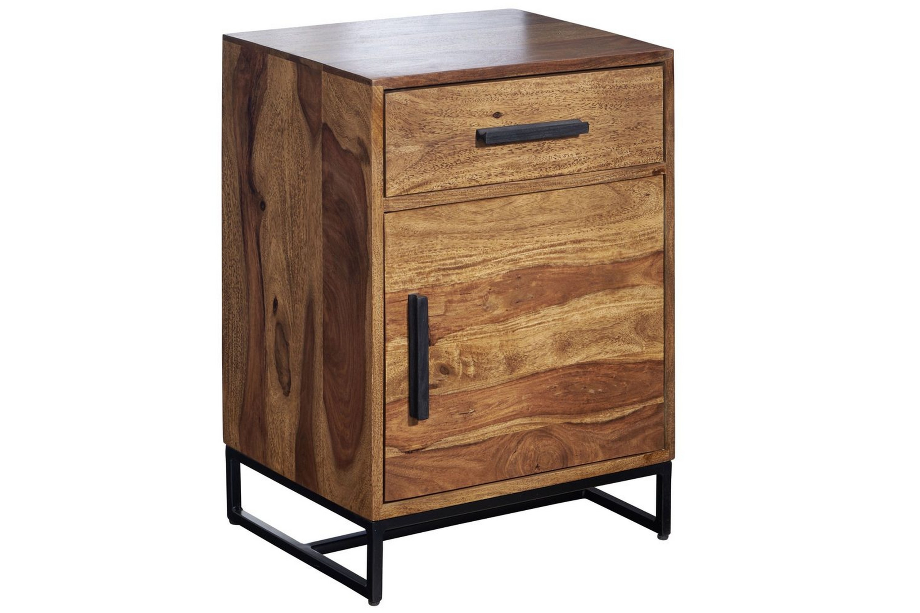 sängbord wohnling massivt trä för kontinentalsängar med 3 lådor 1 dörr lantlig stil -