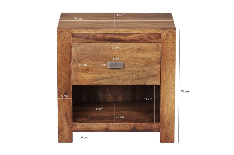 Sängbord Wohnling Massivt trä med låda hylla lantligt - Möbler - Sovrum - Sängbord