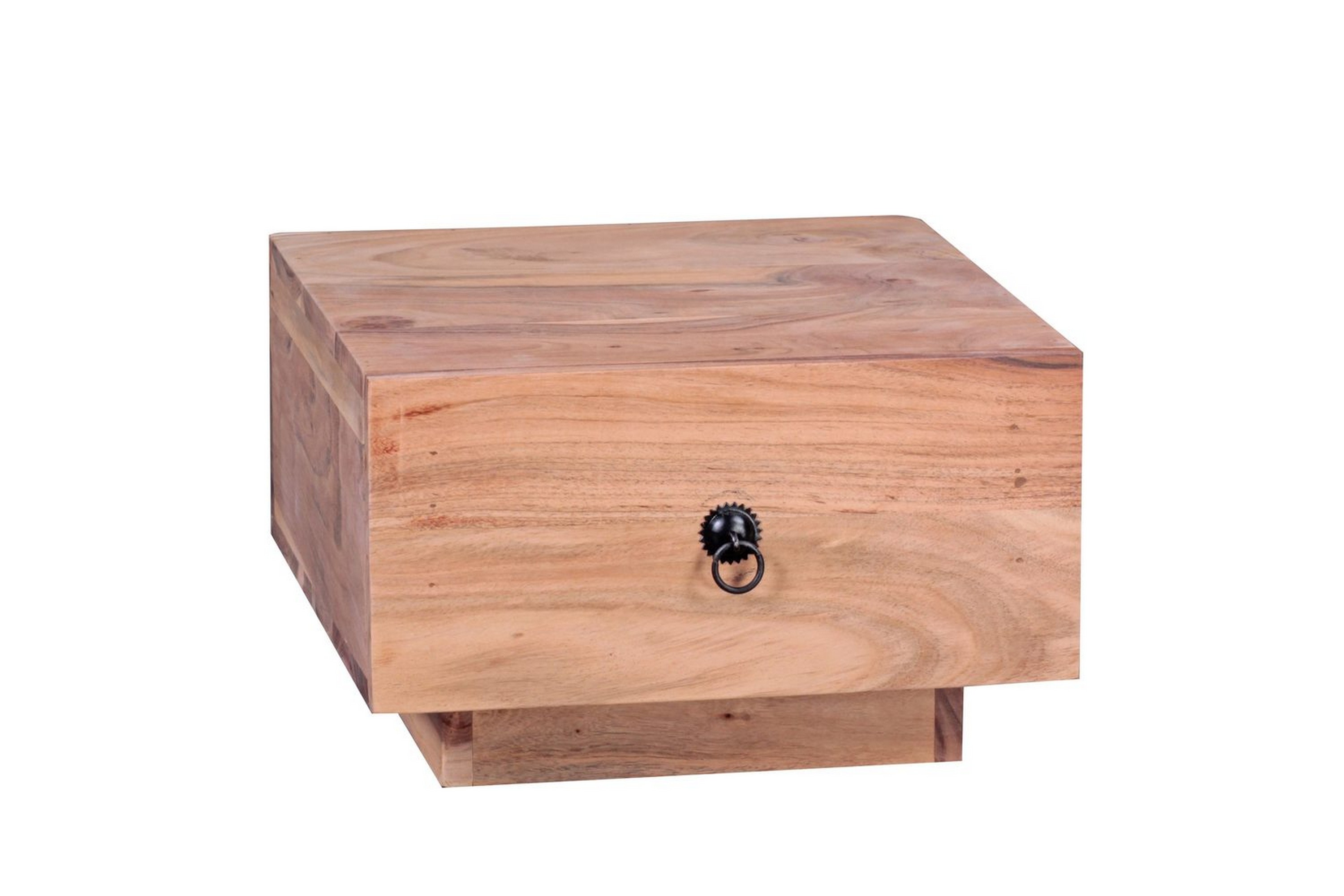 sängbord wohnling massivt trä med låda och elegant handtag i låg design i lantlig stil akacia - akacia