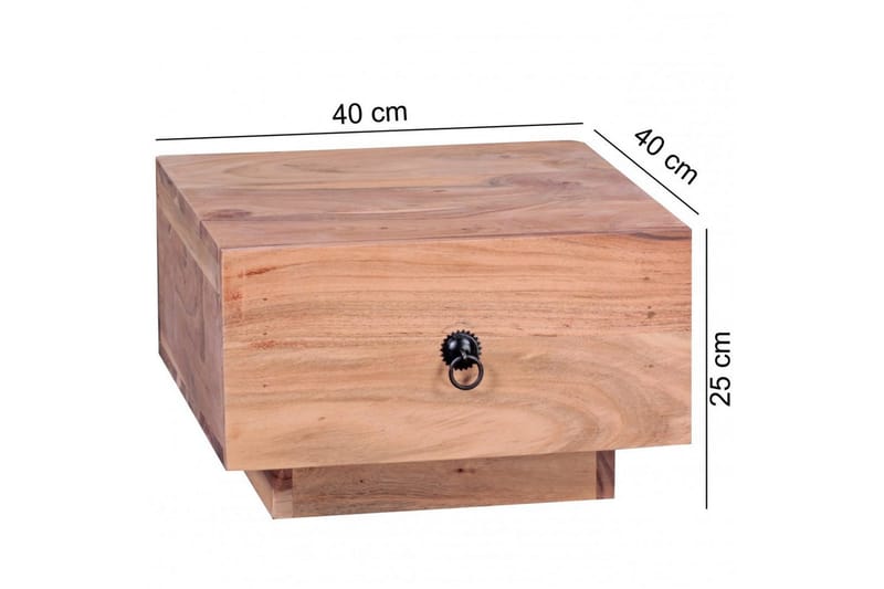 Sängbord Wohnling Massivt trä med låda och elegant handtag i låg design i lantlig stil Akacia - Akacia - Möbler - Sovrum - Sängbord