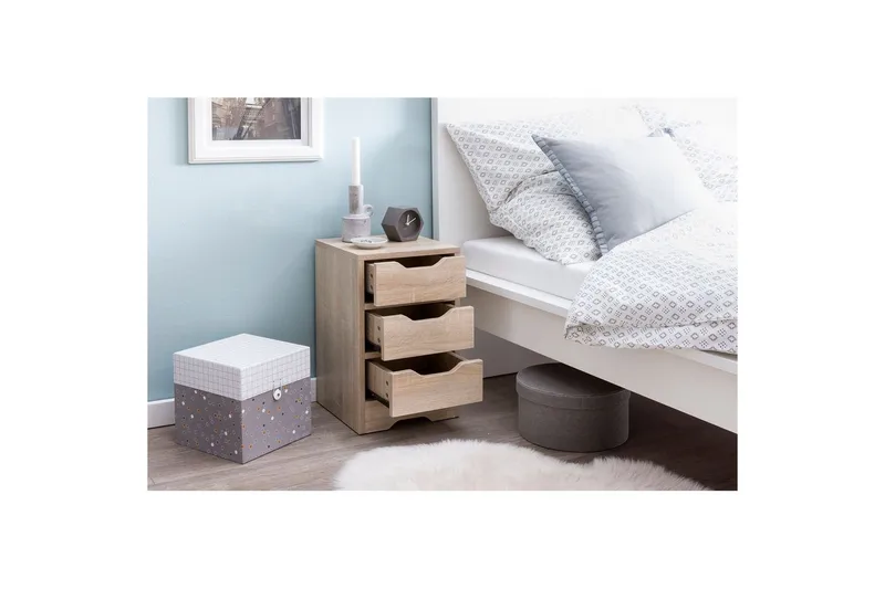 Sängbord Wohnling med 3 lådor i en enkel, modern design för boxspring-säng Sonoma - Sonoma - Möbler - Sovrum - Sängbord