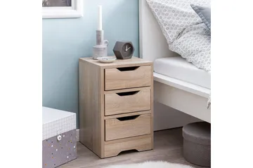 Sängbord Wohnling med 3 lådor i en enkel, modern design för boxspring-säng Sonoma - Sonoma - Möbler - Sovrum - Sängbord