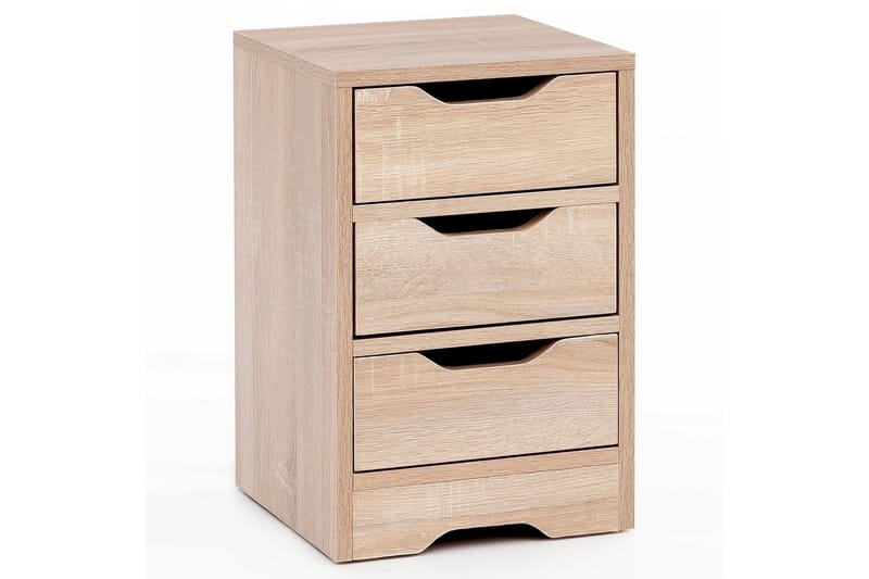 Sängbord Wohnling med 3 lådor i en enkel, modern design för boxspring-säng Sonoma - Sonoma - Möbler - Sovrum - Sängbord