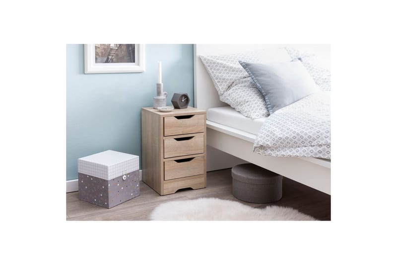 Sängbord Wohnling med 3 lådor i en enkel, modern design för boxspring-säng Sonoma - Sonoma - Möbler - Sovrum - Sängbord