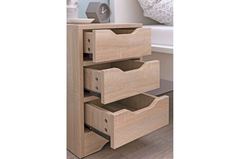 Sängbord Wohnling med 3 lådor i en enkel, modern design för boxspring-säng Sonoma - Sonoma - Möbler - Sovrum - Sängbord