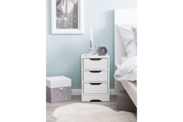 Sängbord Wohnling med 3 lådor i en enkel, modern design för boxspring-säng Vit - Vit - Möbler - Sovrum - Sängbord