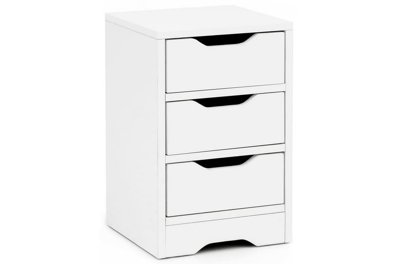 Sängbord Wohnling med 3 lådor i en enkel, modern design för boxspring-säng Vit - Vit - Möbler - Sovrum - Sängbord
