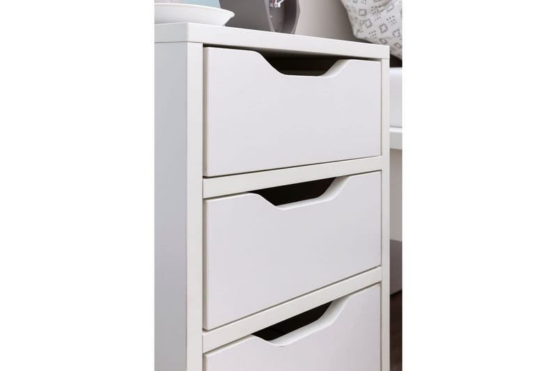 Sängbord Wohnling med 3 lådor i en enkel, modern design för boxspring-säng Vit - Vit - Möbler - Sovrum - Sängbord
