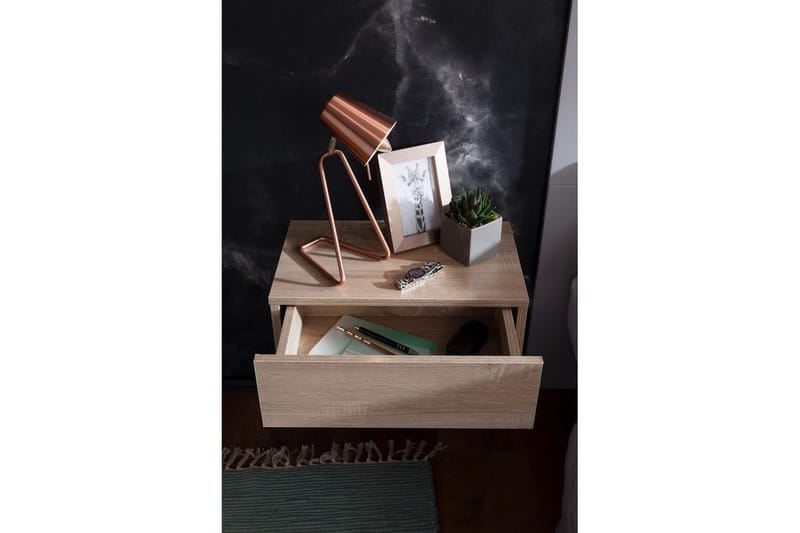 Sängbord Wohnling med låda för väggmontering, svävande utseende Sonoma - Sonoma - Möbler - Sovrum - Sängbord