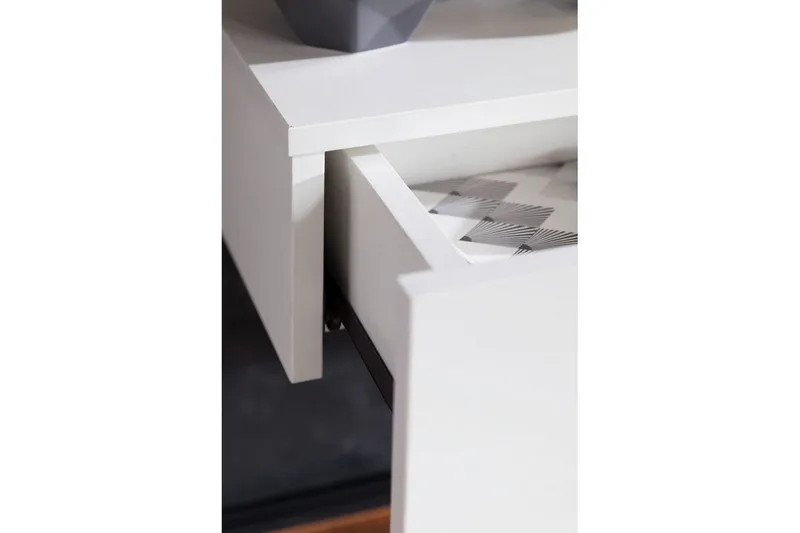 Sängbord Wohnling med låda för väggmontering, svävande utseende Vit - Vit - Möbler - Sovrum - Sängbord