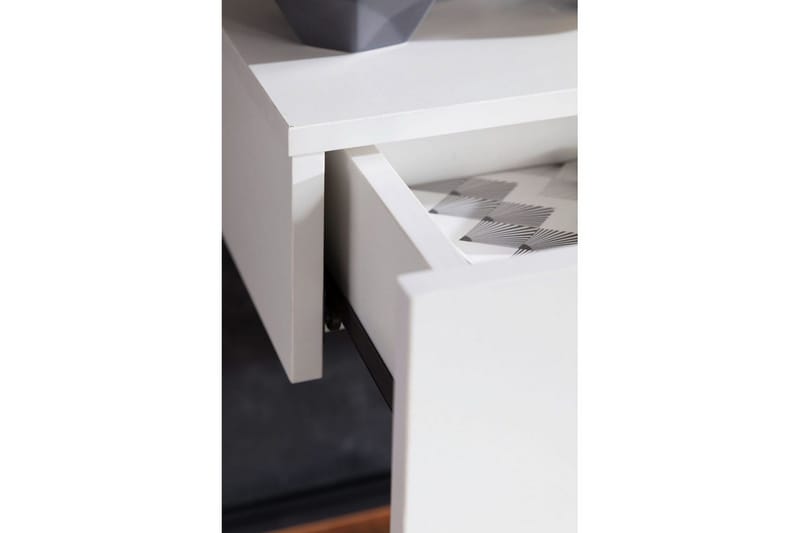 Sängbord Wohnling med låda för väggmontering, svävande utseende Vit - Vit - Möbler - Sovrum - Sängbord