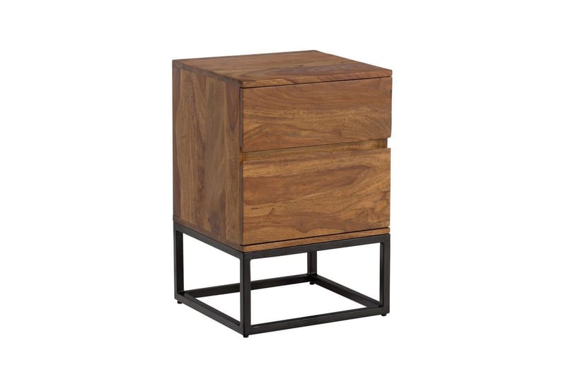 Sängbord Wohnling Modern look med 2 lådor tillverkade av massivt sheeshamträ i en industriell look